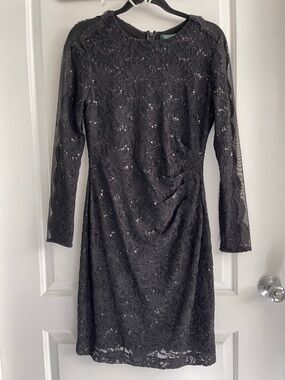 Ralph Lauren Black Long-Sleeve Dress 👗 size Medium